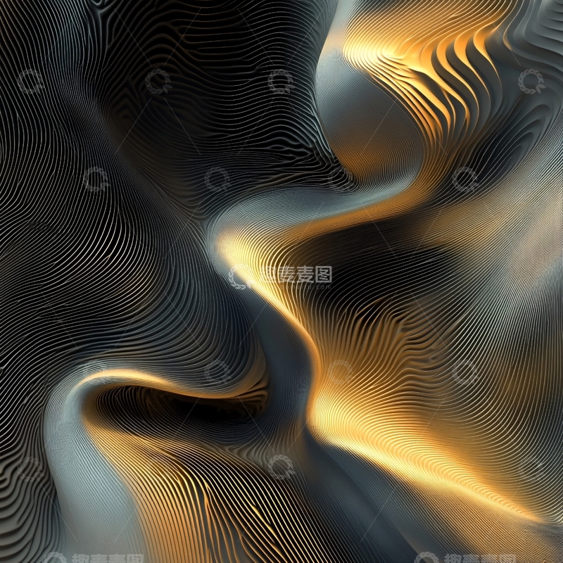 高清大图下载【趣麦麦图】金色线条艺术6