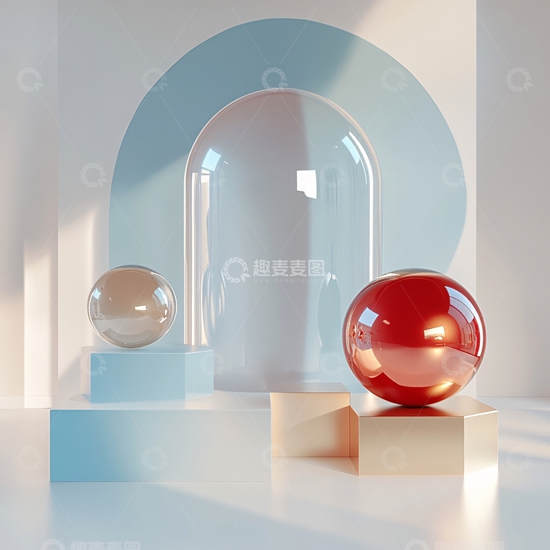 高清大图下载【趣麦麦图】红色球体创意场景2