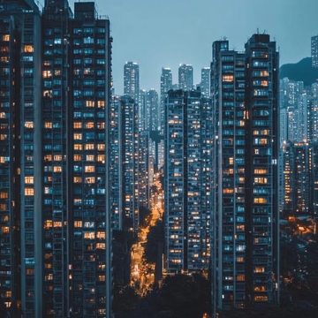 夜幕低垂楼盘夜景1