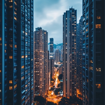 夜幕低垂楼盘夜景