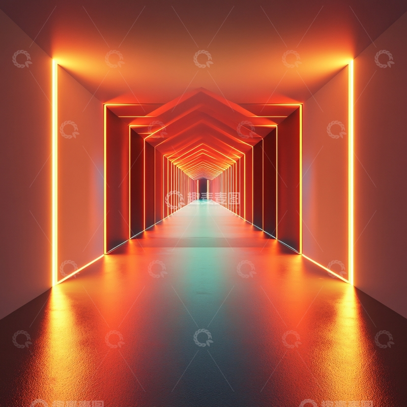 高清大图下载【趣麦麦图】流光溢彩的霓虹灯走廊3