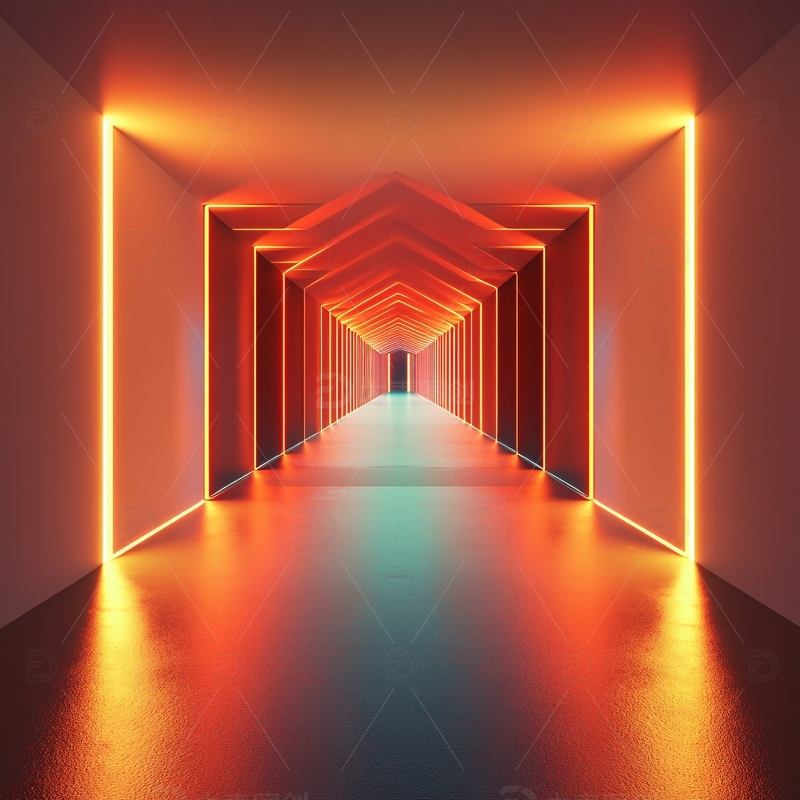 高清大图下载【趣麦麦图】流光溢彩的霓虹灯走廊3