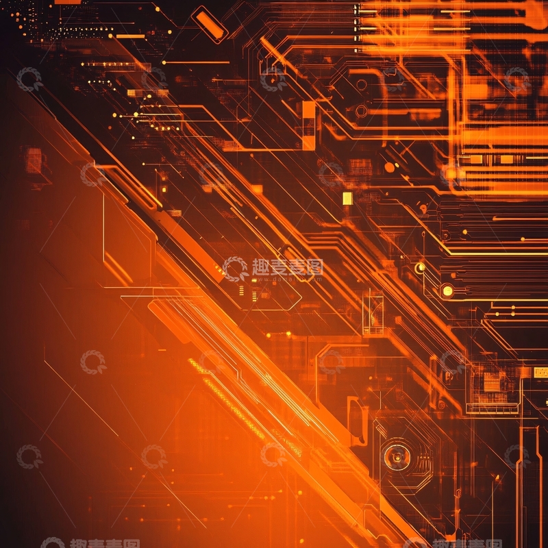 高清大图下载【趣麦麦图】-橙色科技智能背景