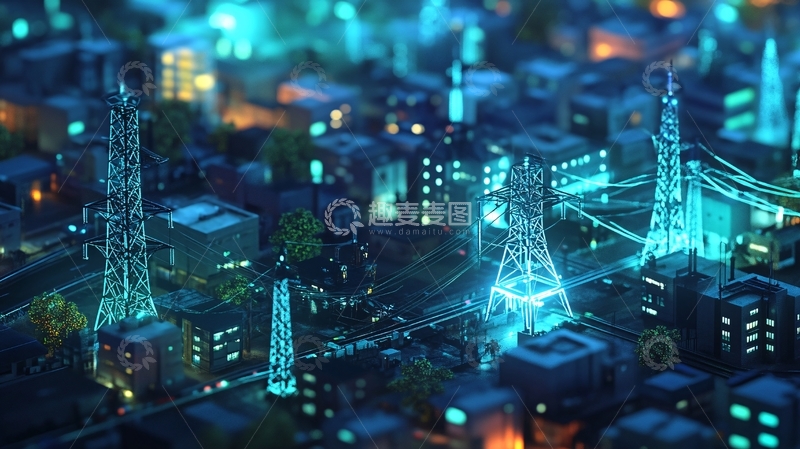 高清大图下载【趣麦麦图】城市电网网络