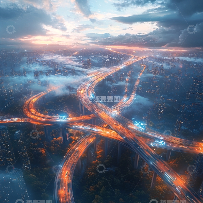 高清大图下载【趣麦麦图】晨光立交