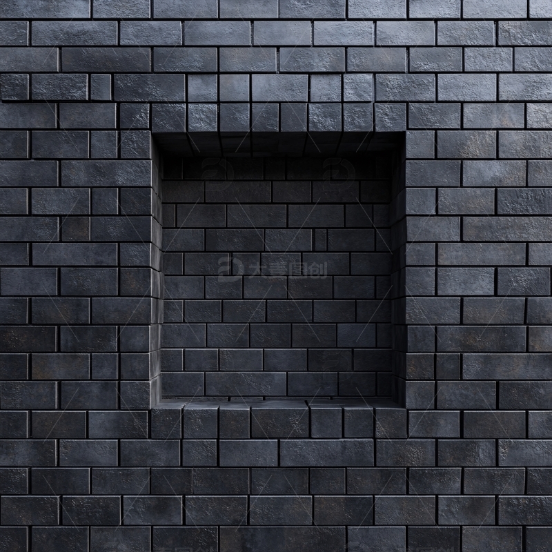 高清大图下载【趣麦麦图】暗蓝色砖墙
