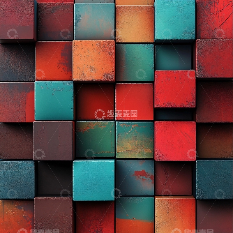 高清大图下载【趣麦麦图】红色马赛克素材