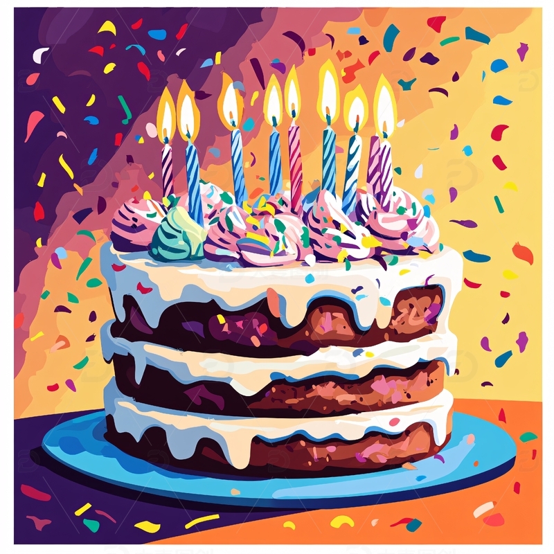 高清大图下载【趣麦麦图】生日蛋糕手绘1