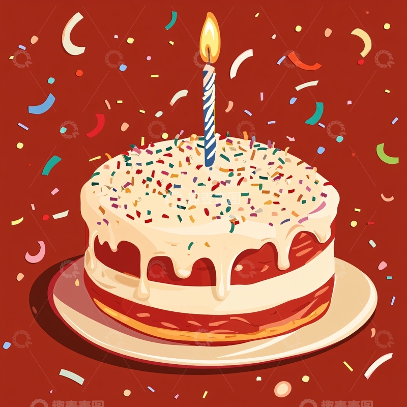 高清大图下载【趣麦麦图】蛋糕描边插画