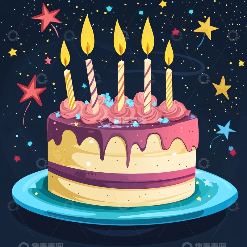 高清大图下载【趣麦麦图】卡通生日插画