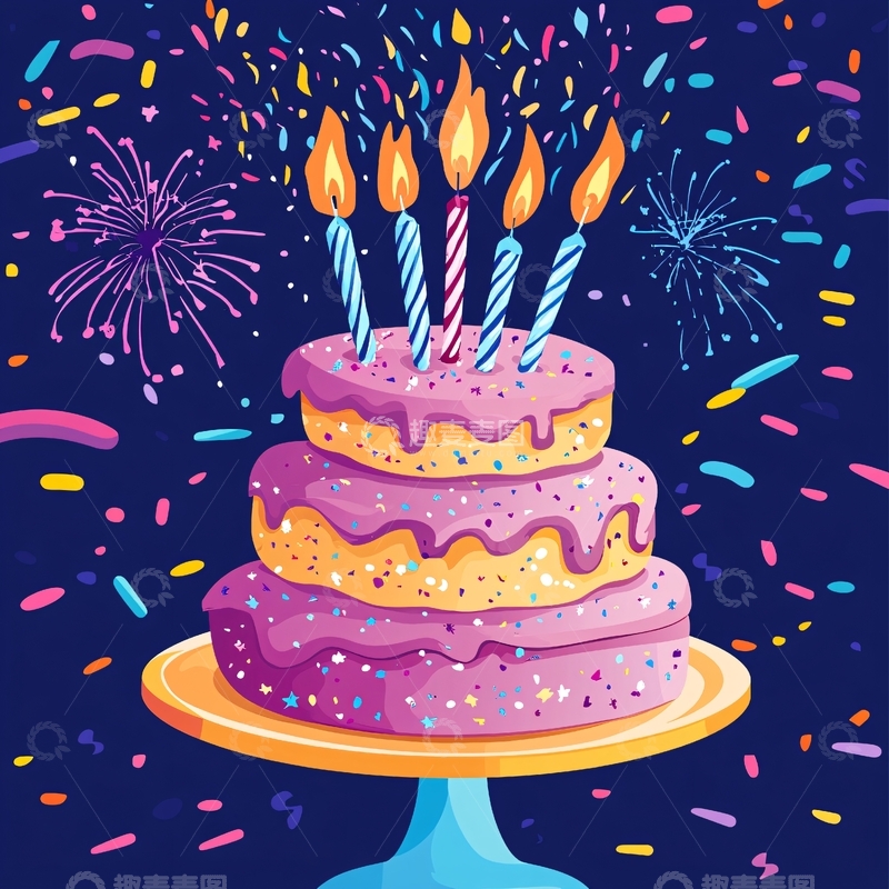 高清大图下载【趣麦麦图】插满蜡烛的生日蛋糕2