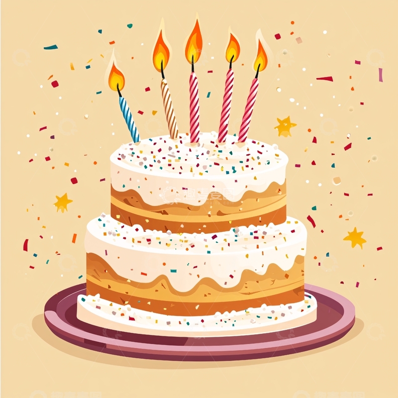 高清大图下载【趣麦麦图】生日蛋糕手绘