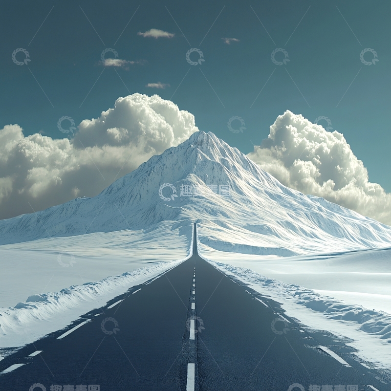 高清大图下载【趣麦麦图】雪山下的天路