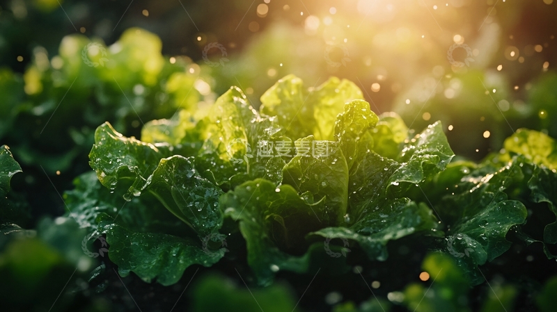 高清大图下载【趣麦麦图】雨天生菜1