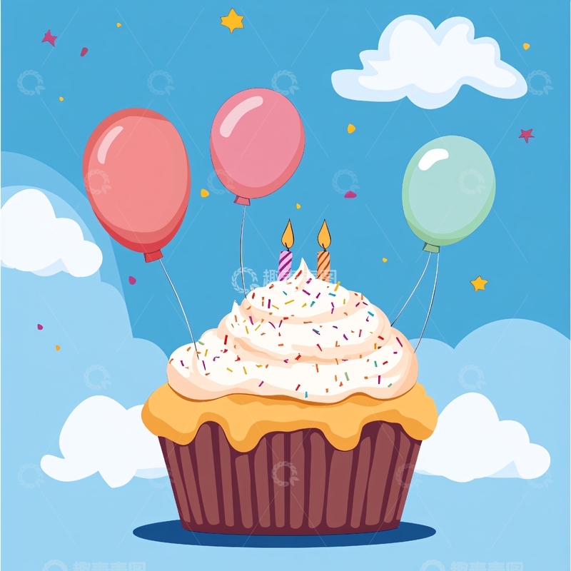 高清大图下载【趣麦麦图】卡通生日汽球场景