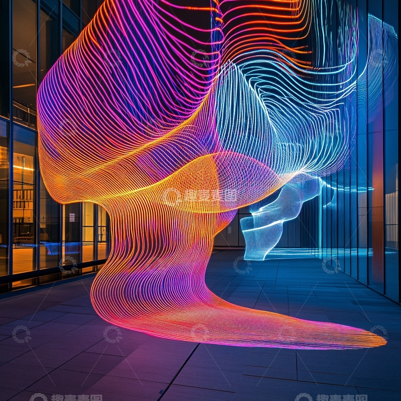 高清大图下载【趣麦麦图】霓虹灯艺术雕塑