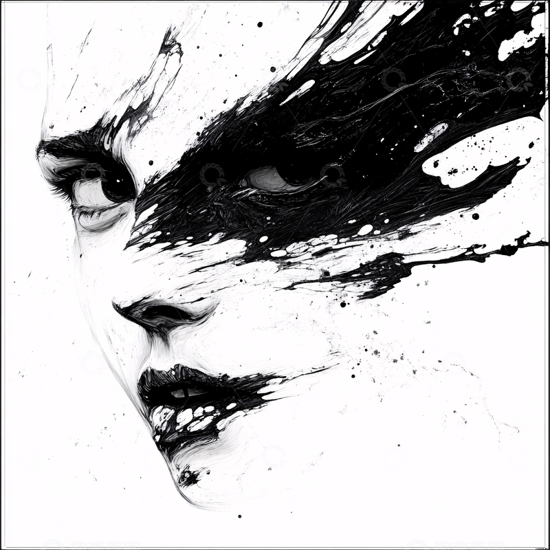 高清大图下载【趣麦麦图】黑白人像抽象画