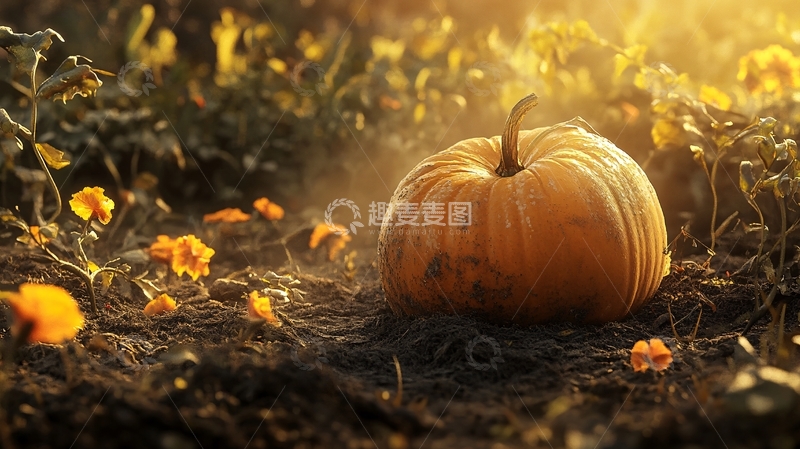 高清大图下载【趣麦麦图】长在地上的南瓜