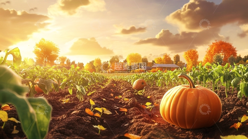 高清大图下载【趣麦麦图】秋日农田南瓜熟