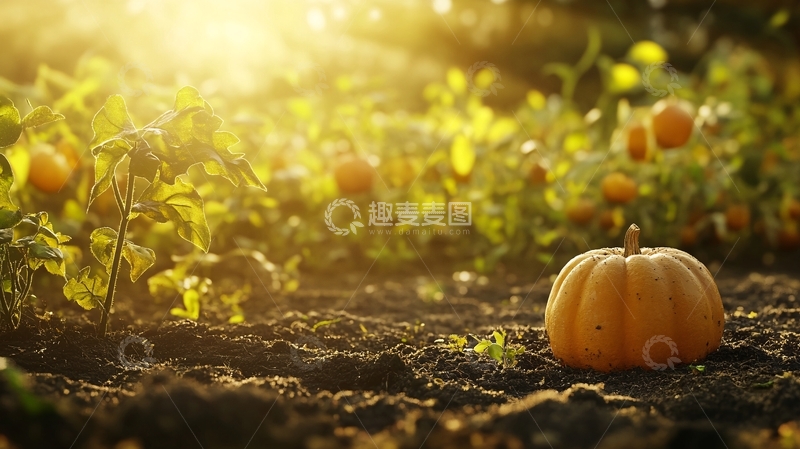 高清大图下载【趣麦麦图】菜地里的南瓜1