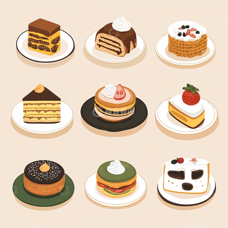 高清大图下载【趣麦麦图】甜品蛋糕插画图案