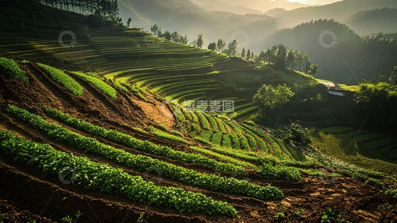 高清大图下载【趣麦麦图】梯田农耕