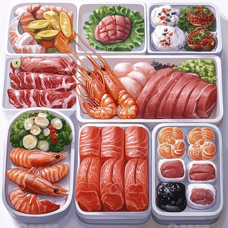 高清大图下载【趣麦麦图】卤水拼盘插画1