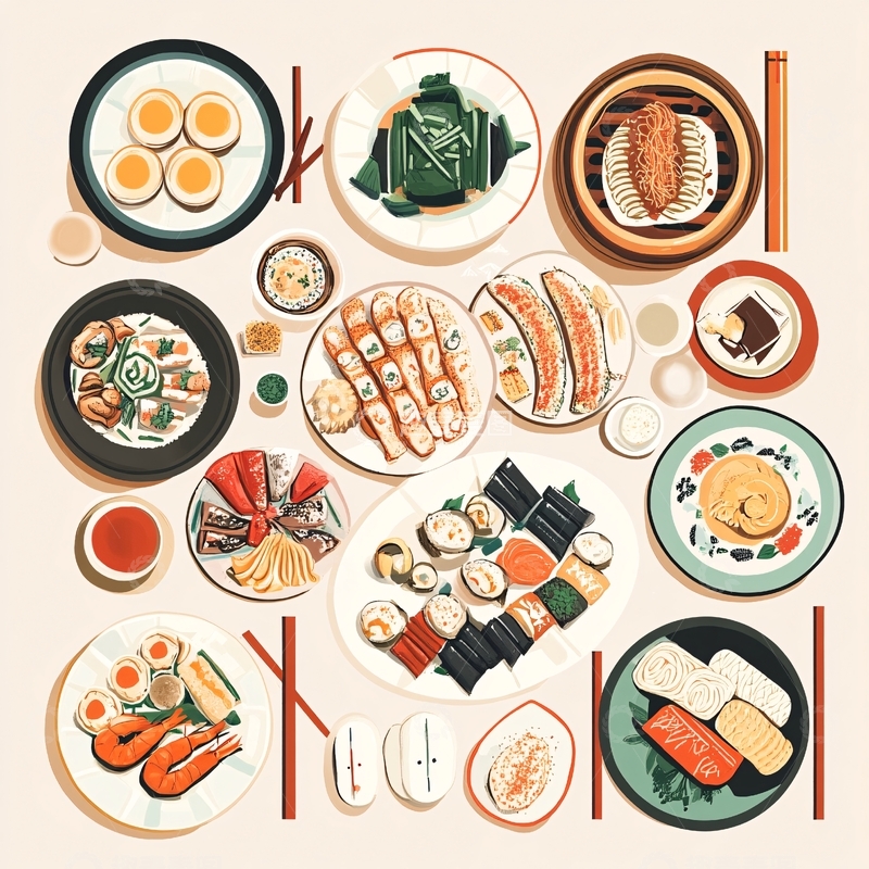 高清大图下载【趣麦麦图】卤水拼盘插画2