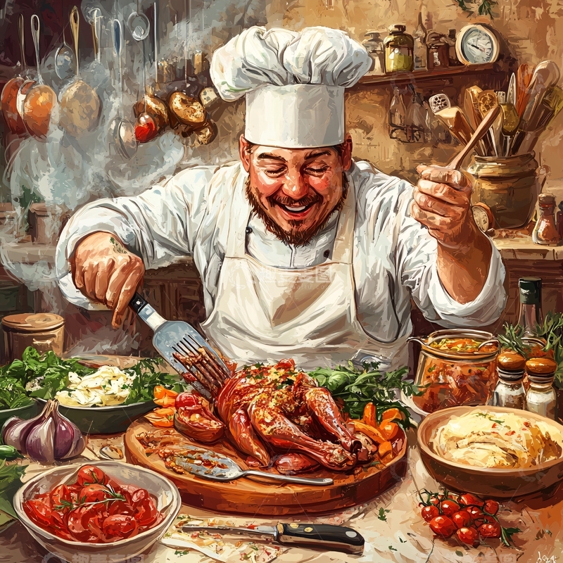 高清大图下载【趣麦麦图】卤肉壁画