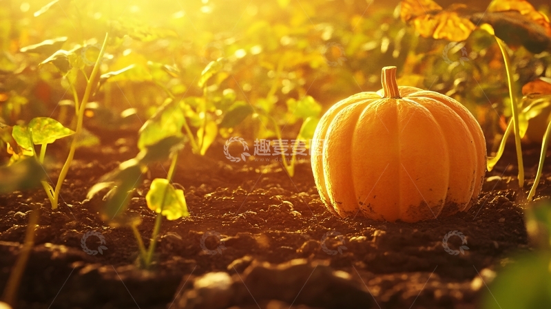 高清大图下载【趣麦麦图】菜地里的南瓜6