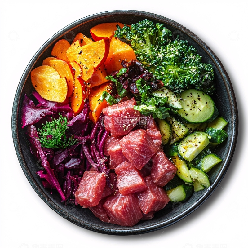 高清大图下载【趣麦麦图】牛排蔬菜碟