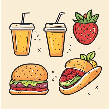 西式快餐插画2