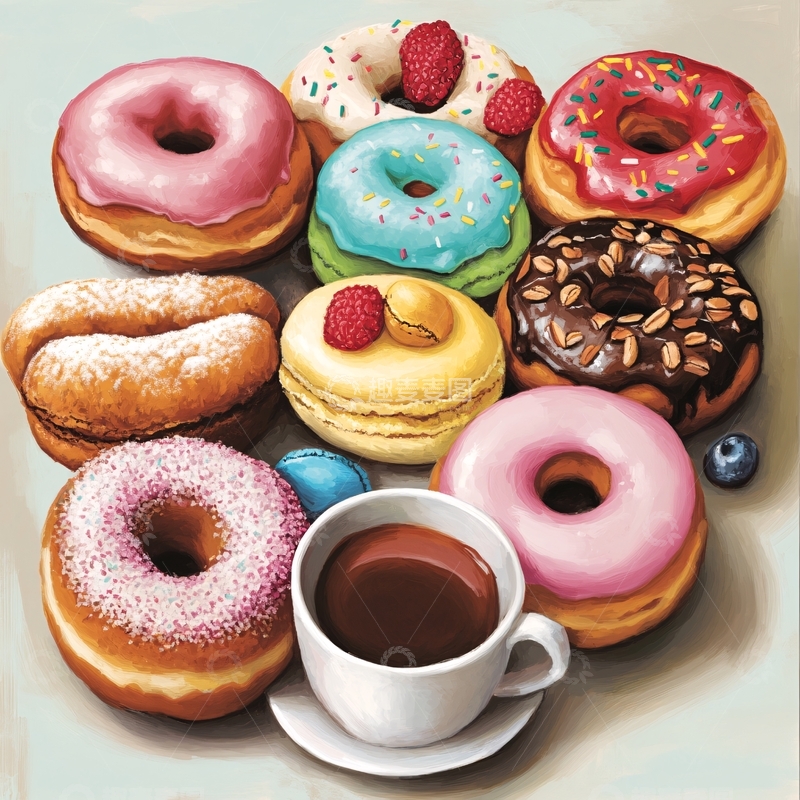 高清大图下载【趣麦麦图】甜甜圈原创素材