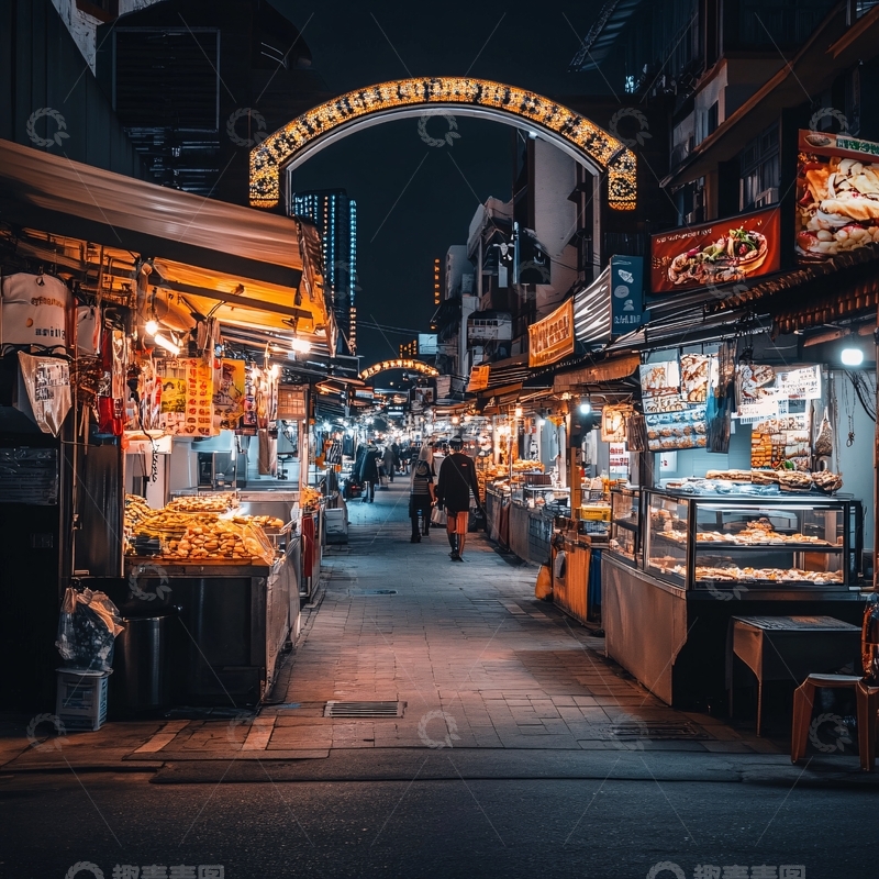 高清大图下载【趣麦麦图】日本夜市