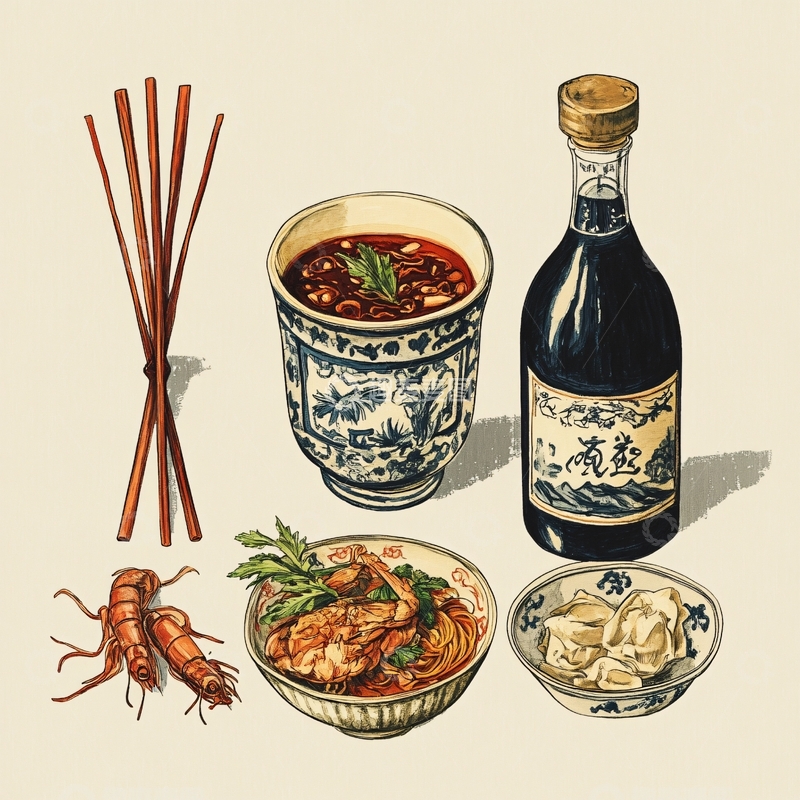 高清大图下载【趣麦麦图】裤带面插画