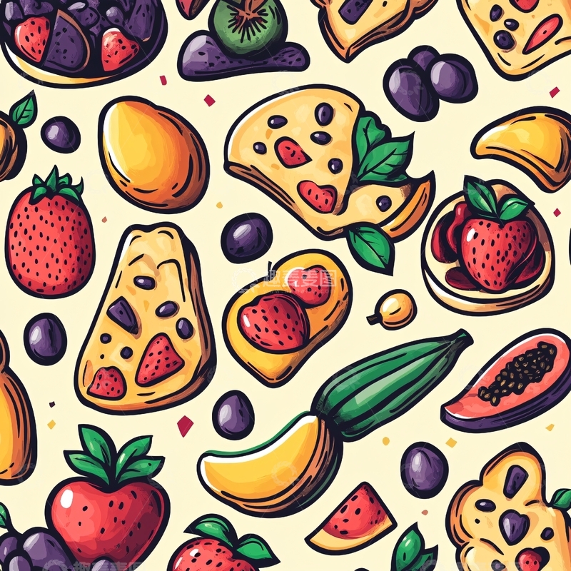 高清大图下载【趣麦麦图】水果食物印花墙纸