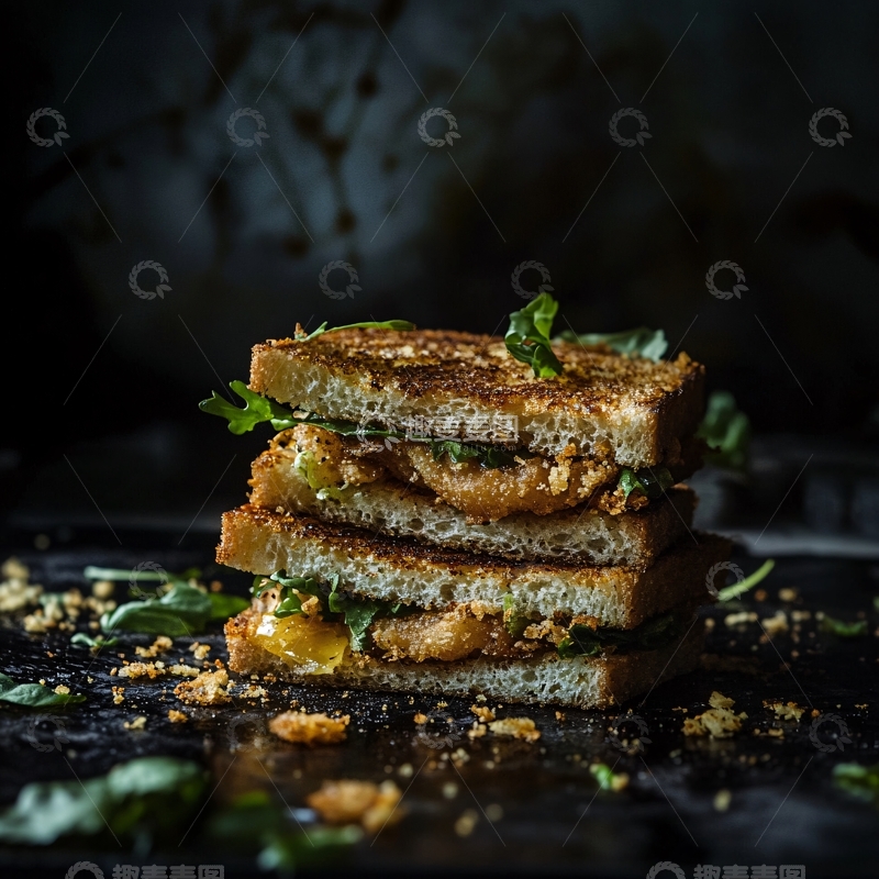 高清大图下载【趣麦麦图】暗调氛围中的奥尔良烤1