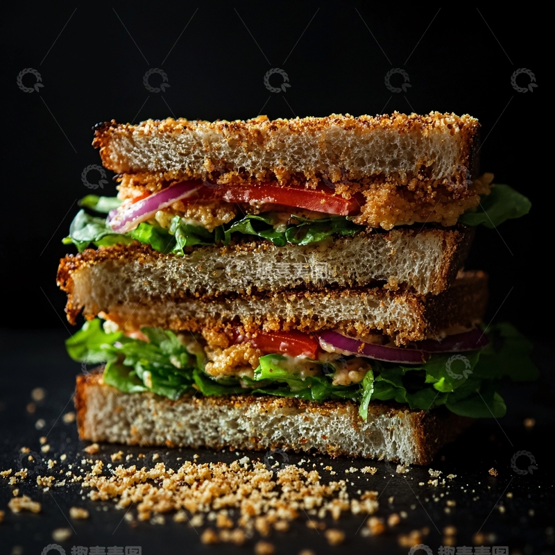 高清大图下载【趣麦麦图】黑色背景食物