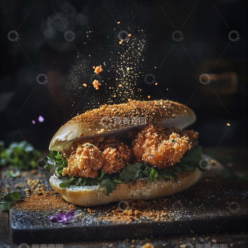 高清大图下载【趣麦麦图】鸡翅鲜虾堡美食3