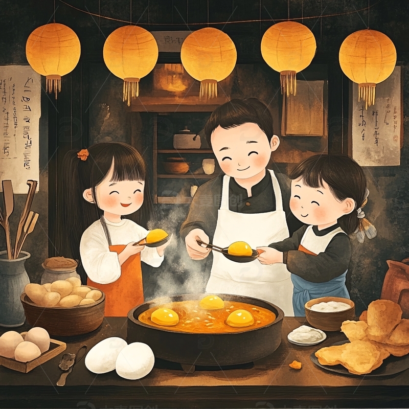 高清大图下载【趣麦麦图】做面点插画