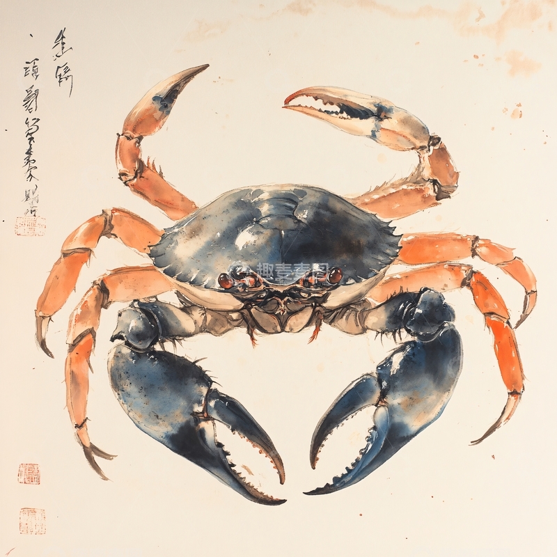 高清大图下载【趣麦麦图】工笔手绘大闸蟹1