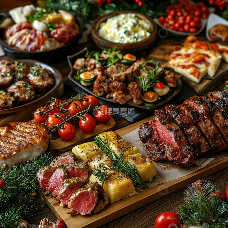 高清大图下载【趣麦麦图】圣诞节聚餐平安夜晚餐