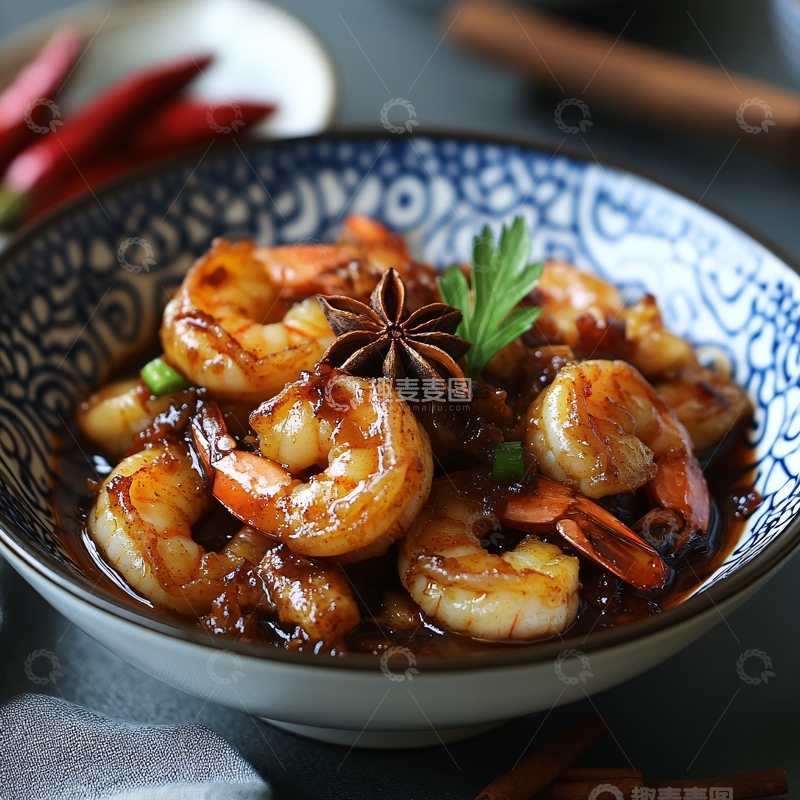 高清大图下载【趣麦麦图】酱爆鲜虾仁