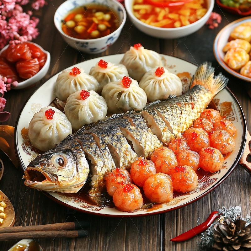 高清大图下载【趣麦麦图】年年有余年货礼盒