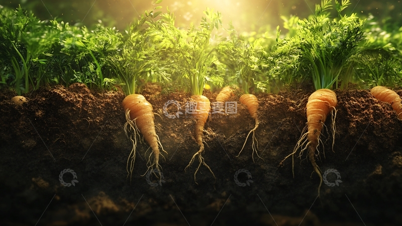 高清大图下载【趣麦麦图】长在土里的红萝卜