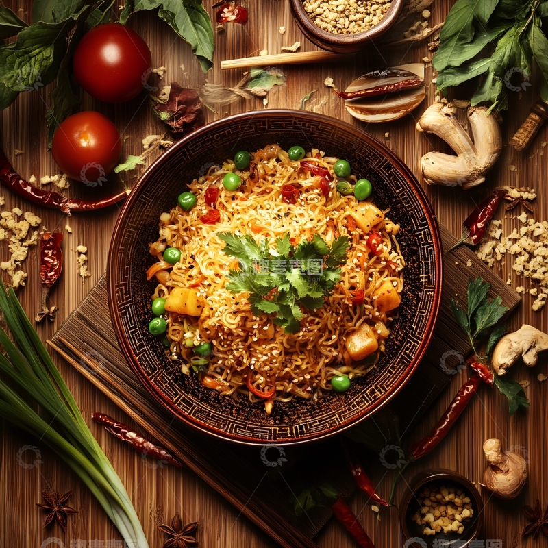 高清大图下载【趣麦麦图】炒方便面美食美味