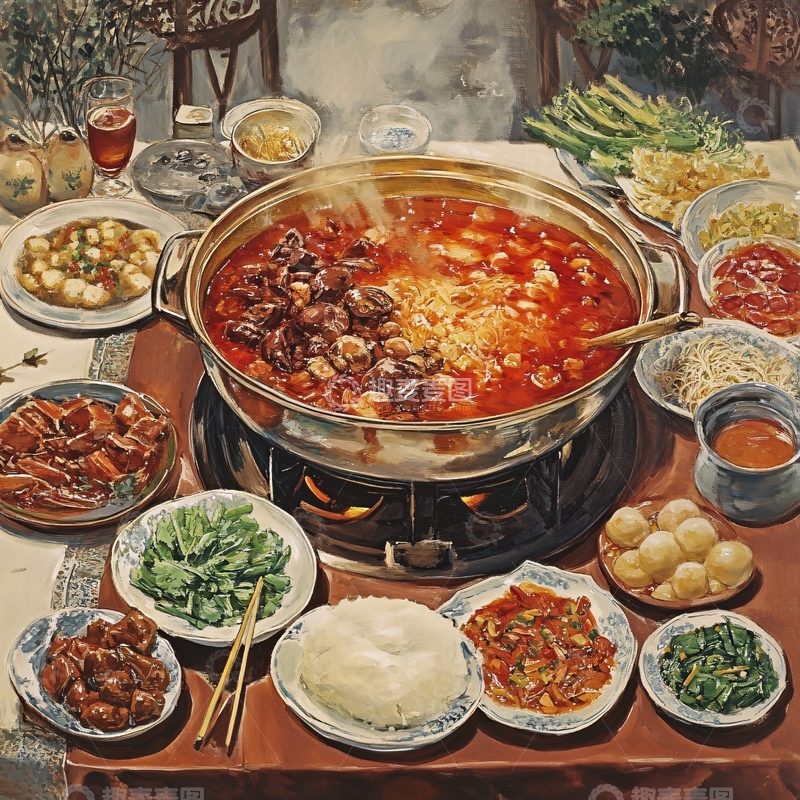 高清大图下载【趣麦麦图】火锅全家福