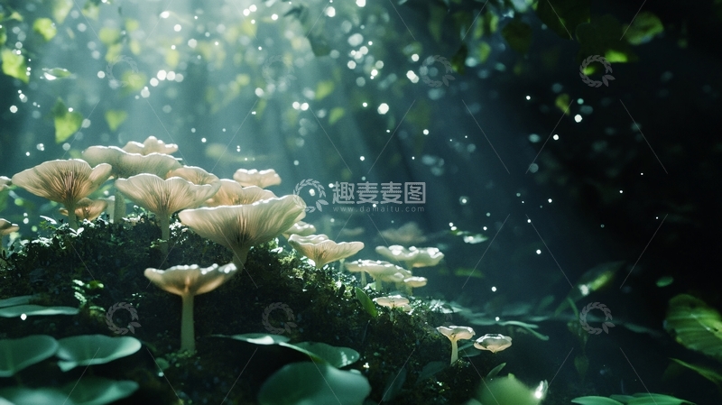 高清大图下载【趣麦麦图】梦幻蘑菇背景4