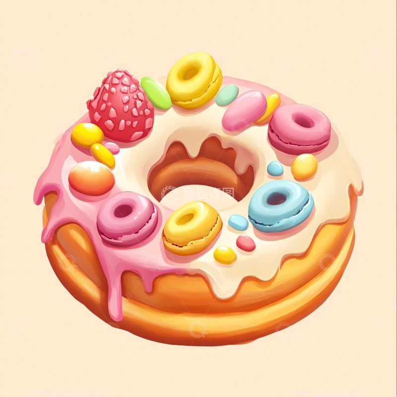 高清大图下载【趣麦麦图】甜甜圈插画1