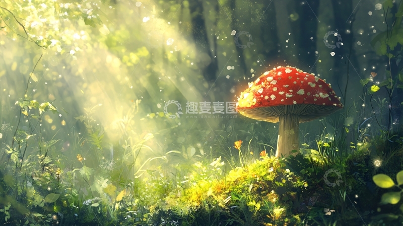 高清大图下载【趣麦麦图】梦幻蘑菇背景3